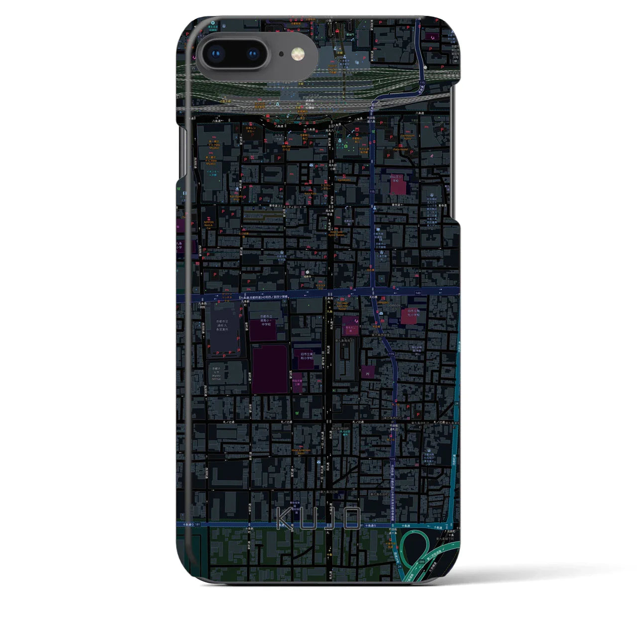 【九条(京都府)】地図柄iPhoneケース(バックカバータイプ)