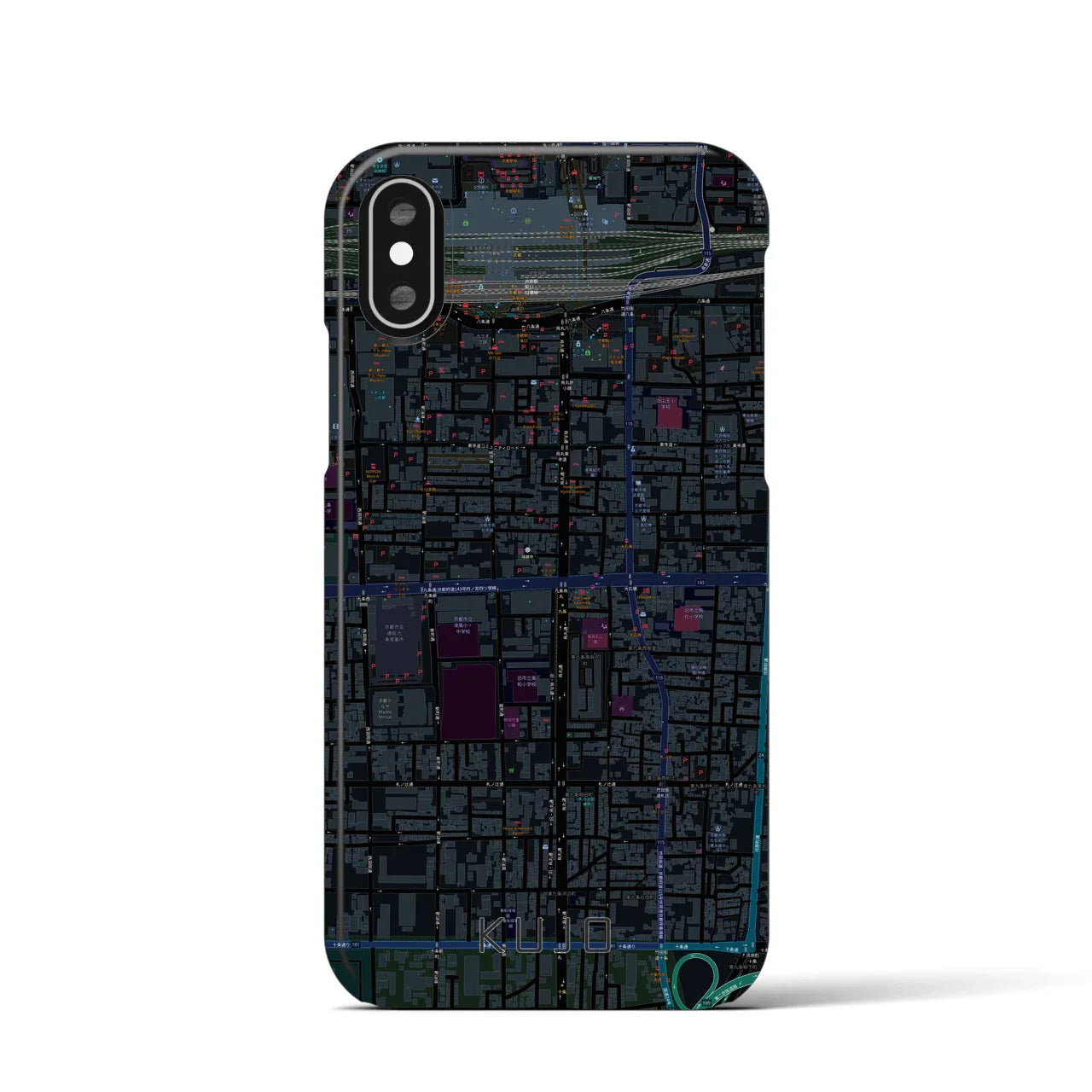 【九条(京都府)】地図柄iPhoneケース(バックカバータイプ)