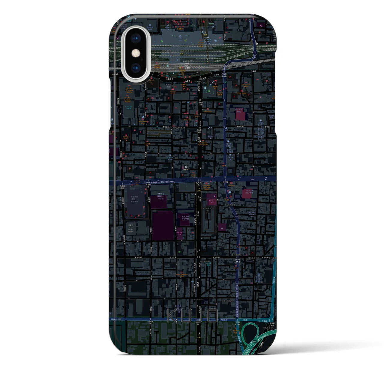 【九条(京都府)】地図柄iPhoneケース(バックカバータイプ)