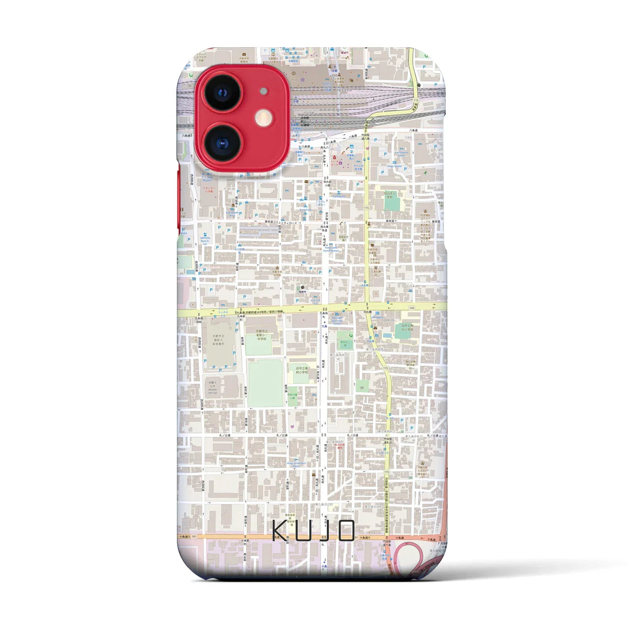 【九条(京都府)】地図柄iPhoneケース(バックカバータイプ)