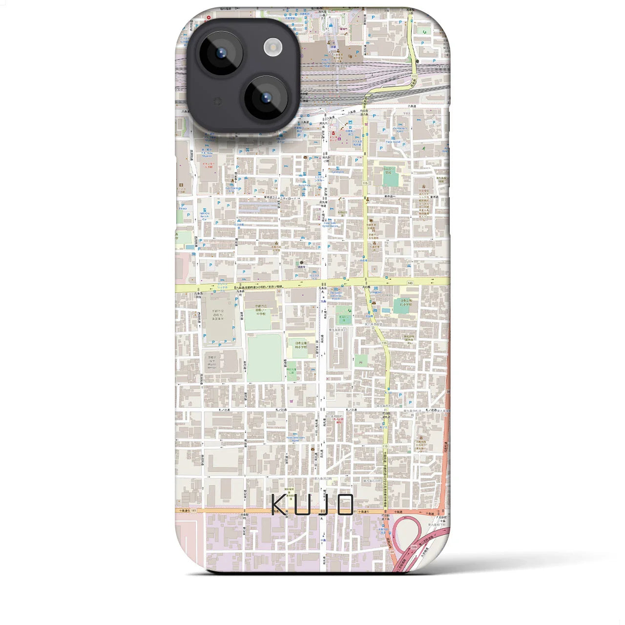 【九条(京都府)】地図柄iPhoneケース(バックカバータイプ)