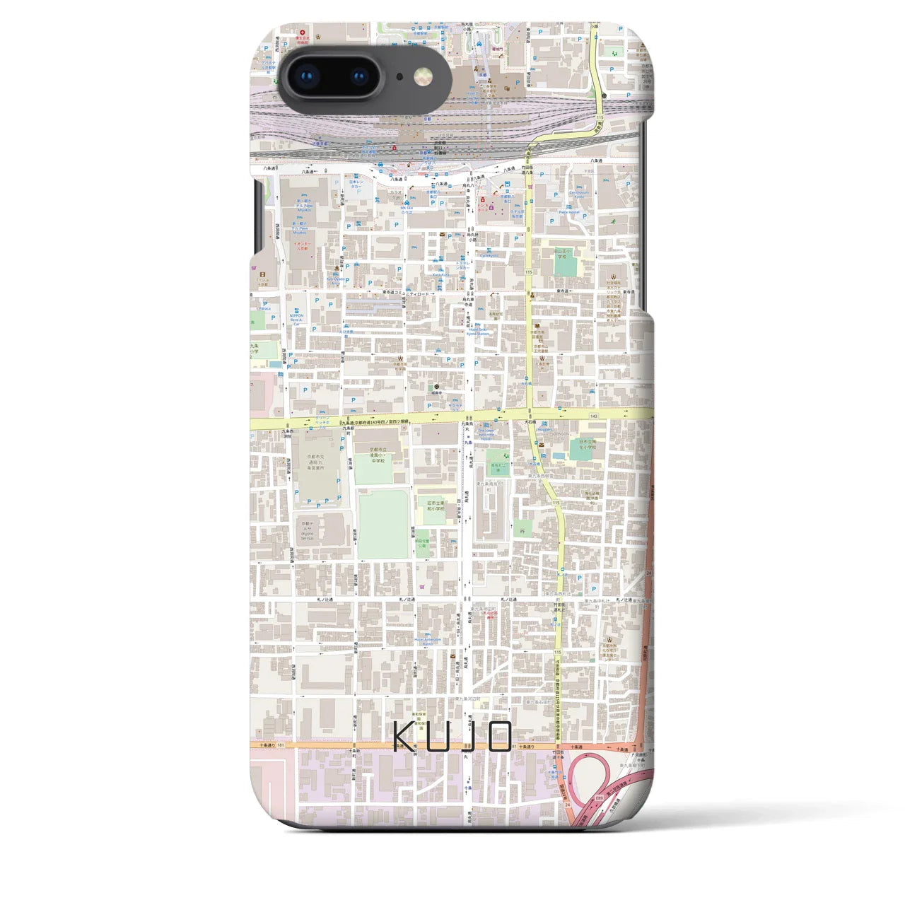 【九条(京都府)】地図柄iPhoneケース(バックカバータイプ)