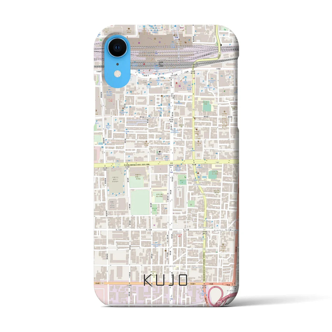 【九条(京都府)】地図柄iPhoneケース(バックカバータイプ)