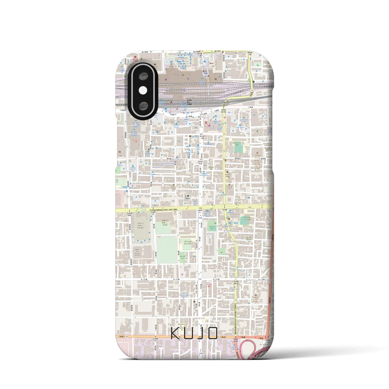 【九条(京都府)】地図柄iPhoneケース(バックカバータイプ)