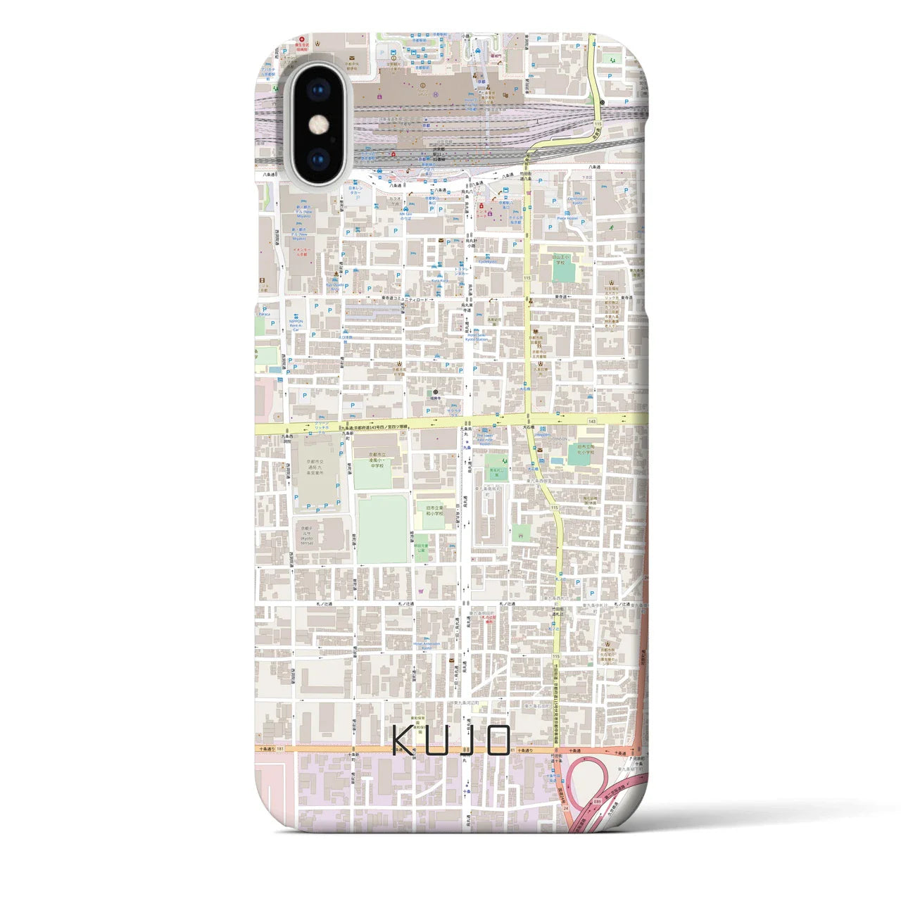 【九条(京都府)】地図柄iPhoneケース(バックカバータイプ)