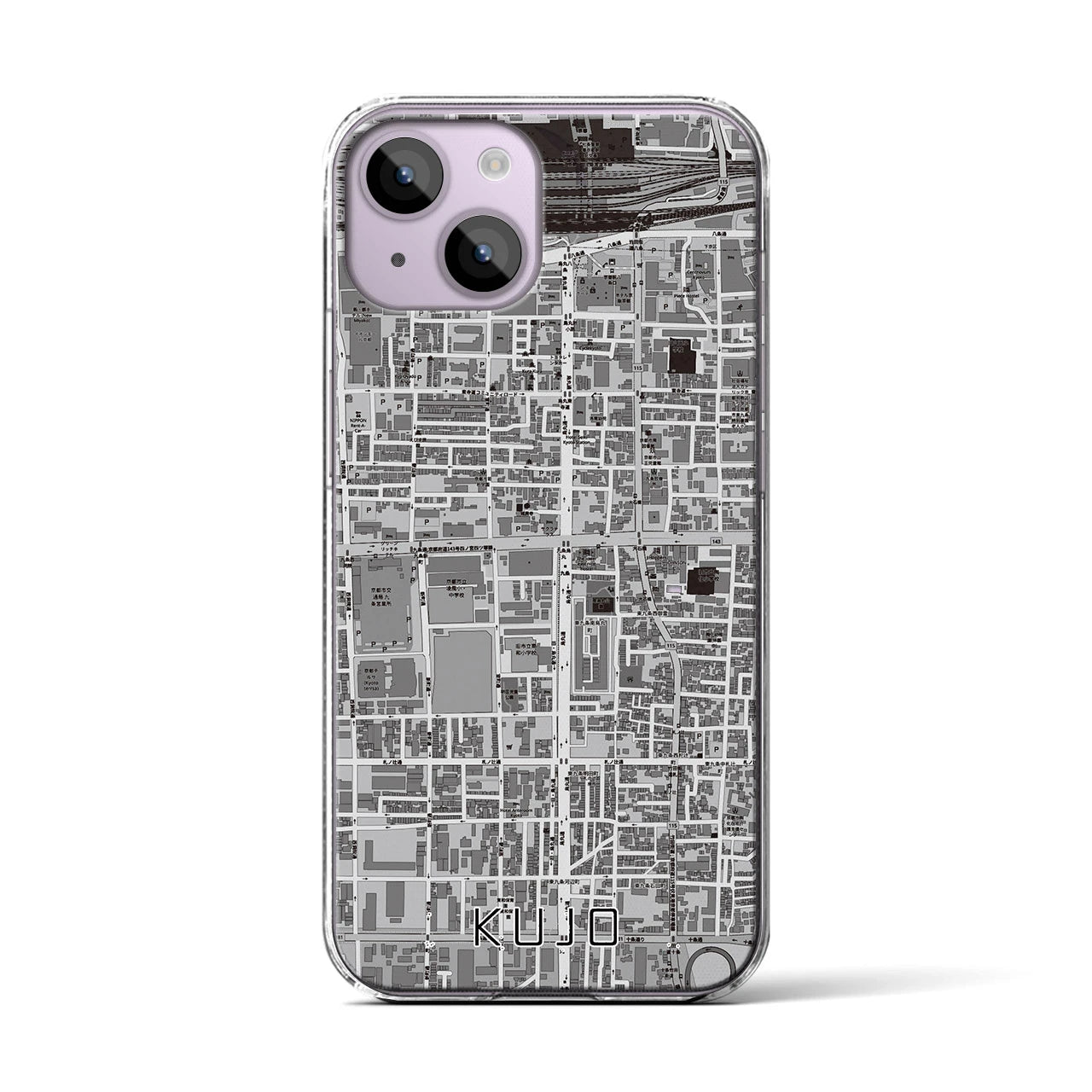 【九条(京都府)】地図柄iPhoneケース(クリアタイプ)