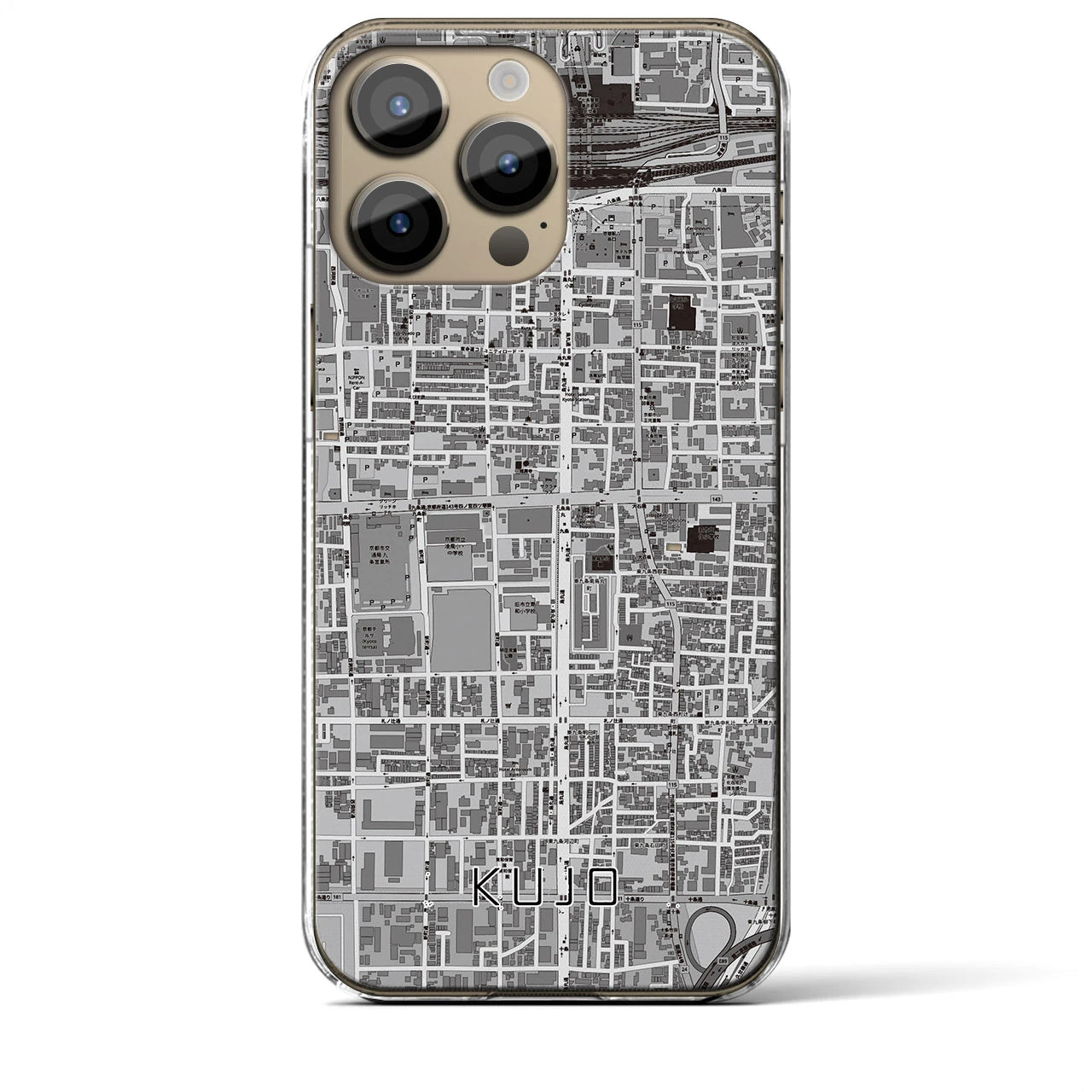 【九条(京都府)】地図柄iPhoneケース(クリアタイプ)