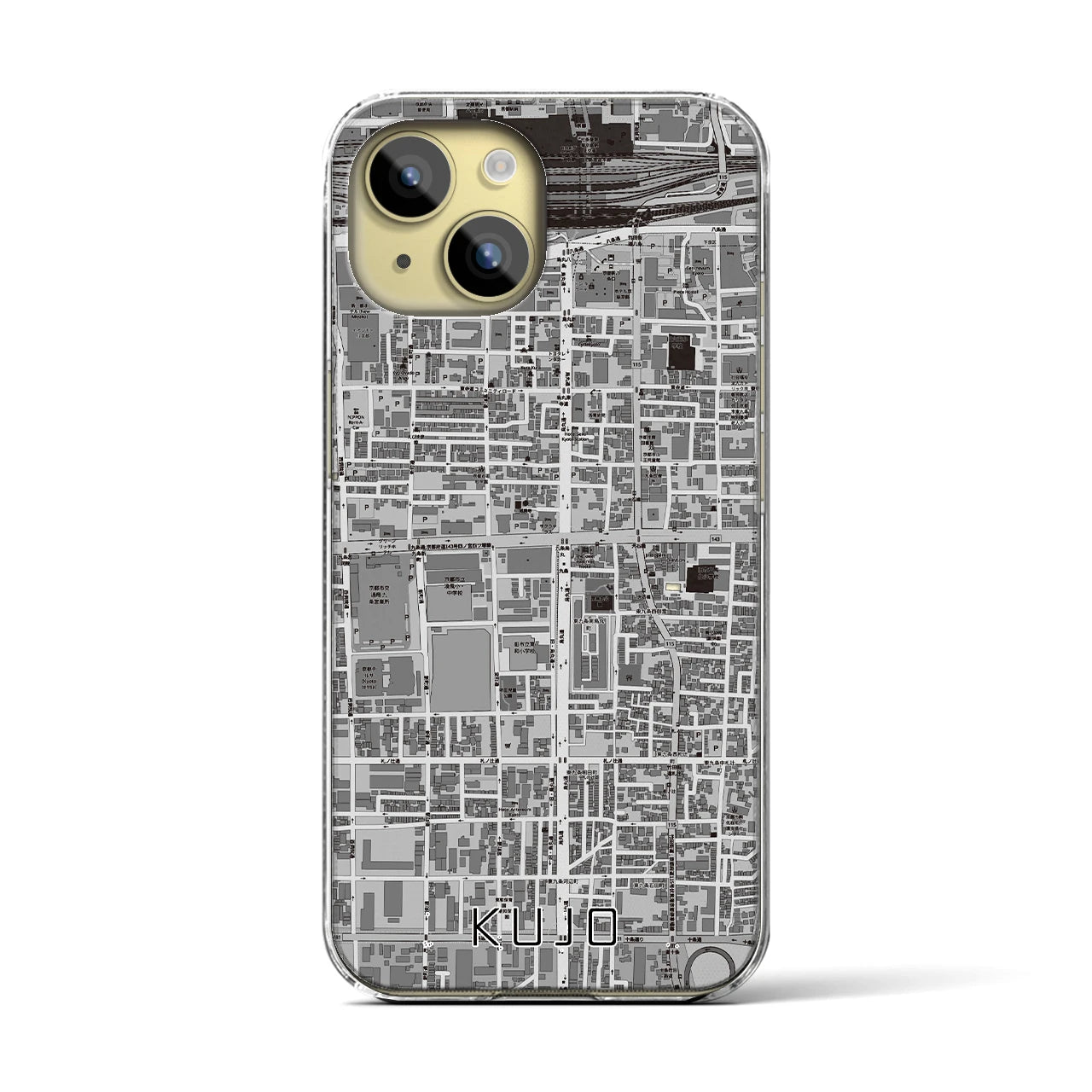 【九条(京都府)】地図柄iPhoneケース(クリアタイプ)