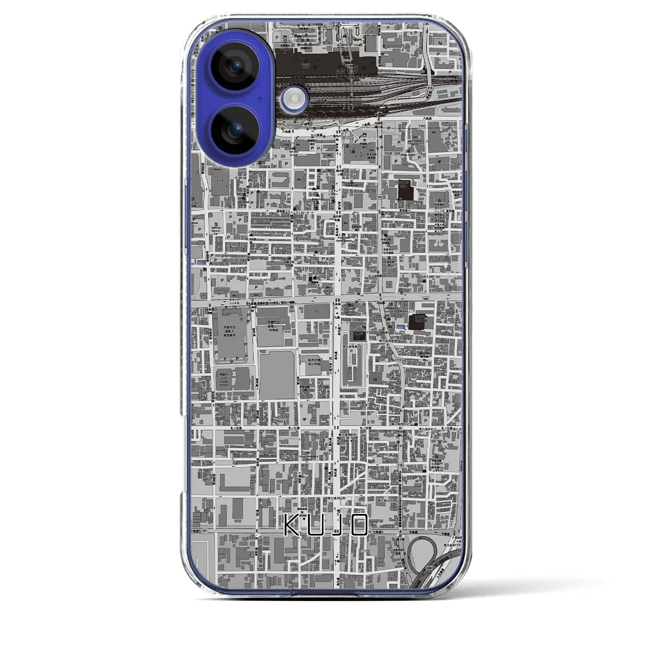 【九条(京都府)】地図柄iPhoneケース(クリアタイプ)モノトーン・iPhone 16 Pro Max 用