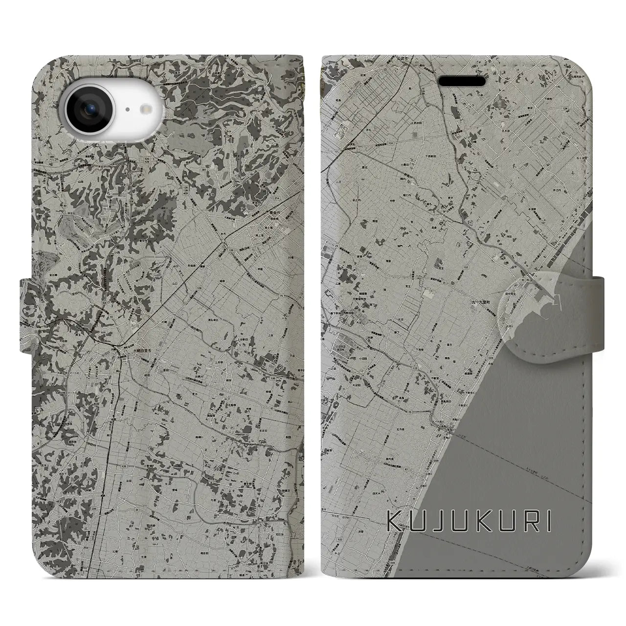 【九十九里(千葉県)】地図柄iPhoneケース(手帳タイプ)