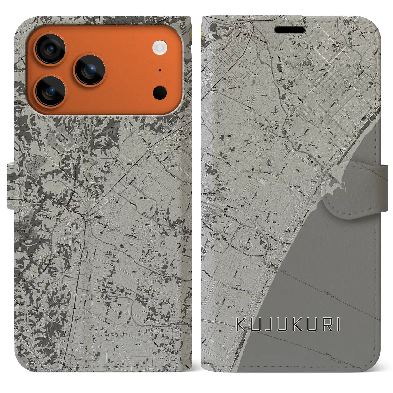 【九十九里(千葉県)】地図柄iPhoneケース(手帳タイプ)