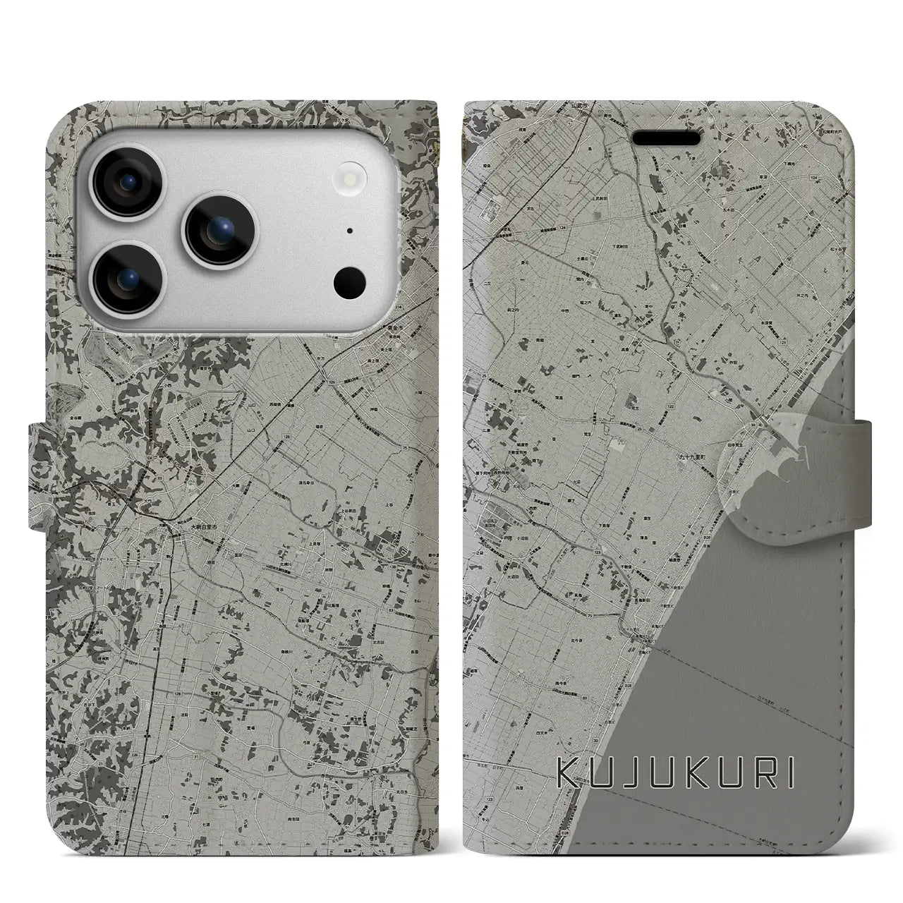 【九十九里(千葉県)】地図柄iPhoneケース(手帳タイプ)