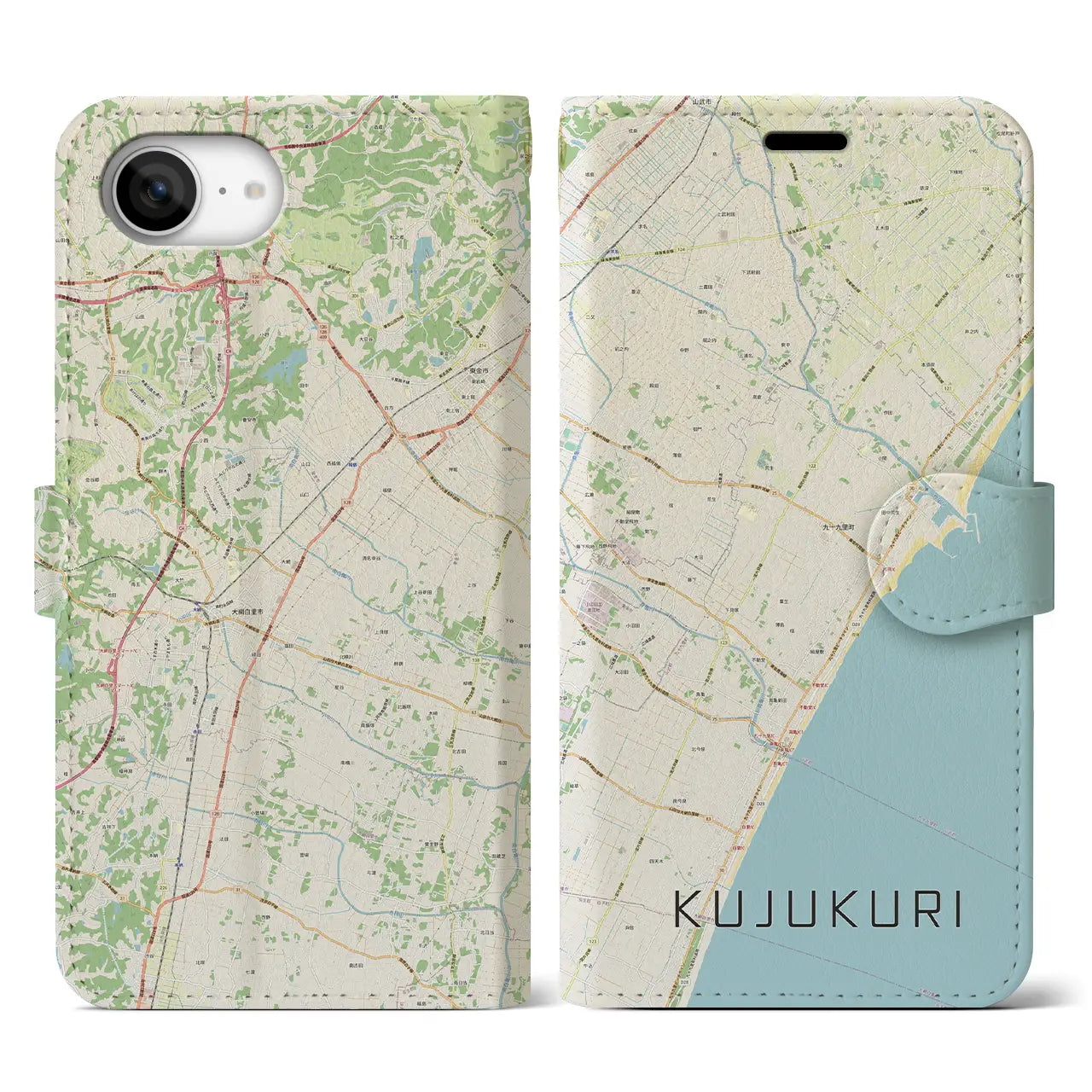 【九十九里(千葉県)】地図柄iPhoneケース(手帳タイプ)