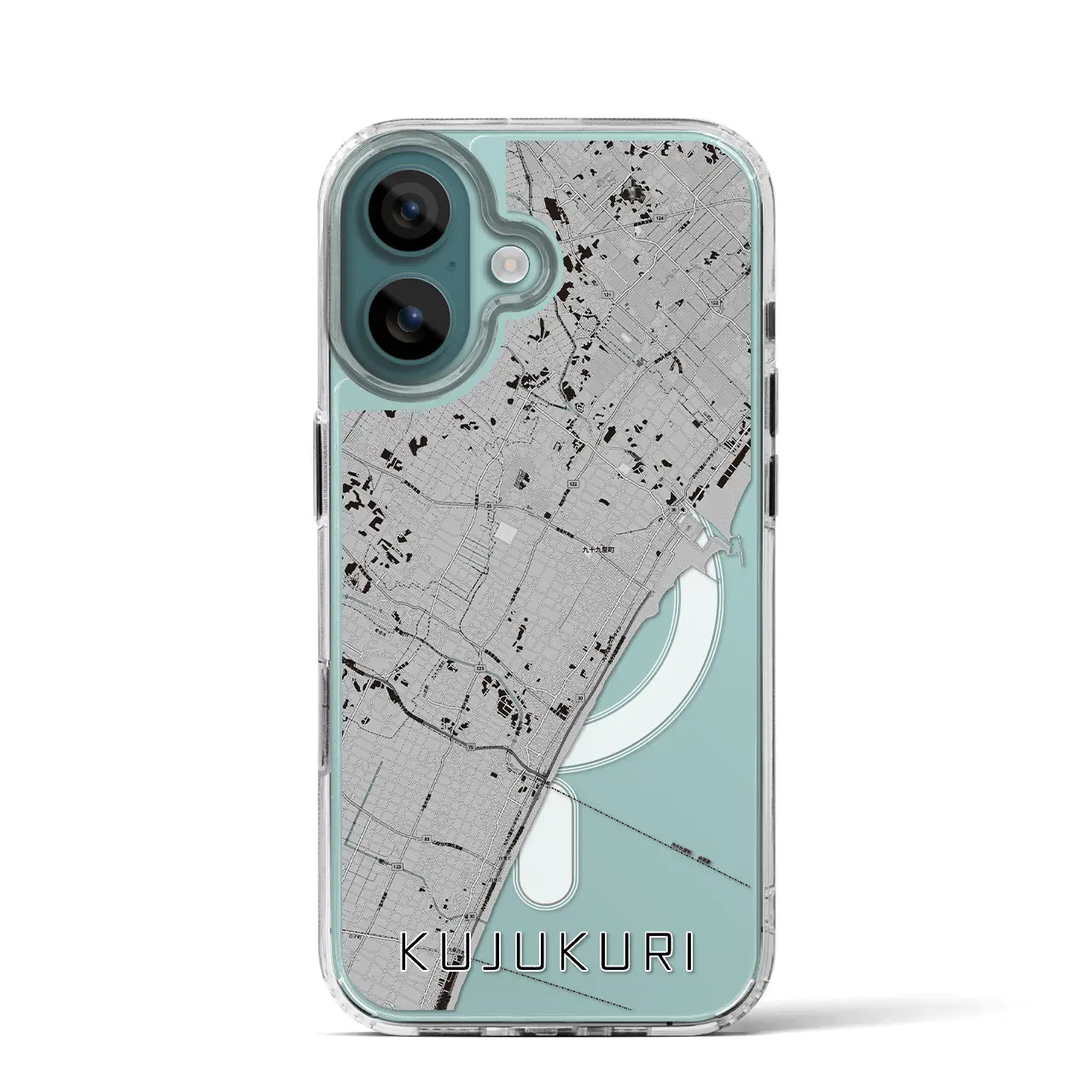 【九十九里(千葉県)】地図柄iPhoneケース(MagSafeタイプ)モノトーン・iPhone 16 Pro 用