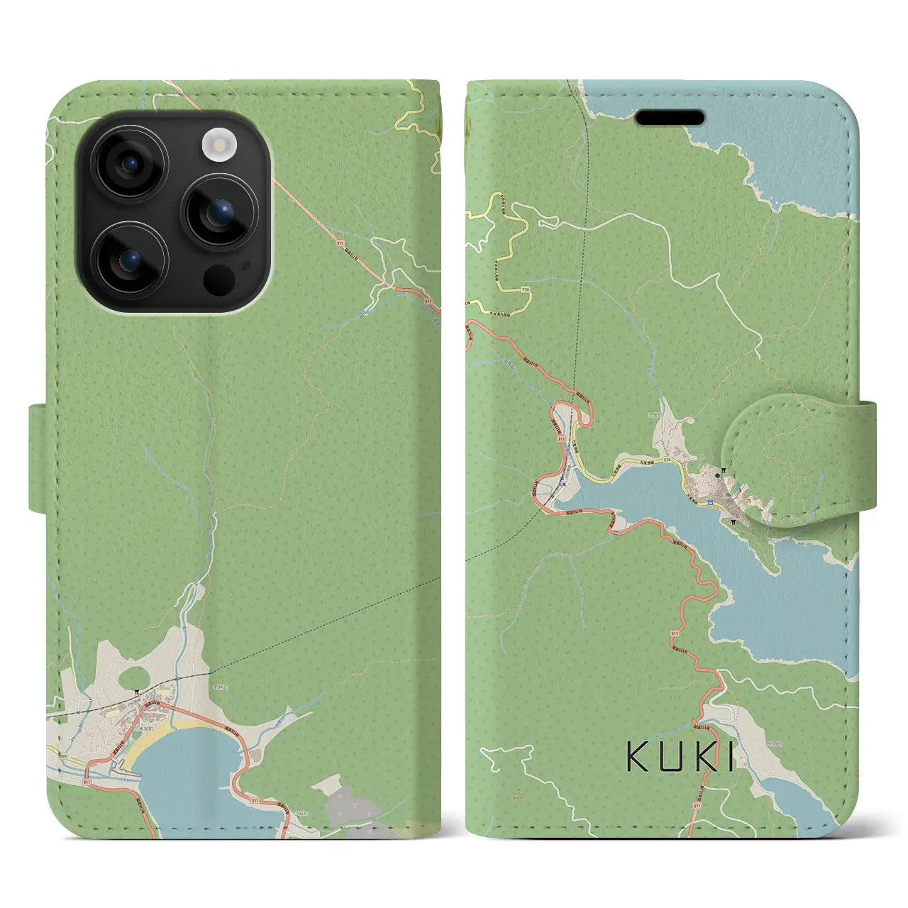 【九鬼(三重県)】地図柄iPhoneケース(手帳タイプ)ナチュラル・iPhone 16 用
