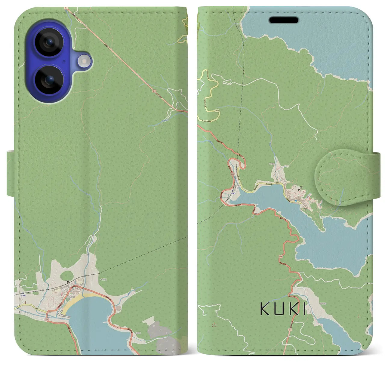 【九鬼(三重県)】地図柄iPhoneケース(手帳タイプ)ナチュラル・iPhone 16 Pro Max 用