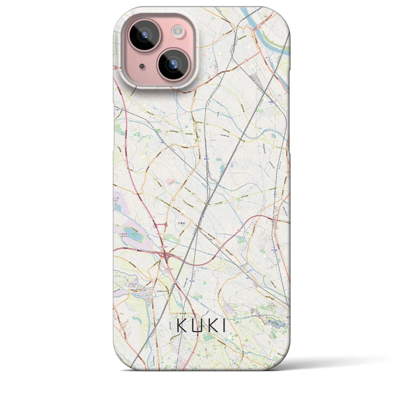 【久喜(埼玉県)】地図柄iPhoneケース(バックカバータイプ)