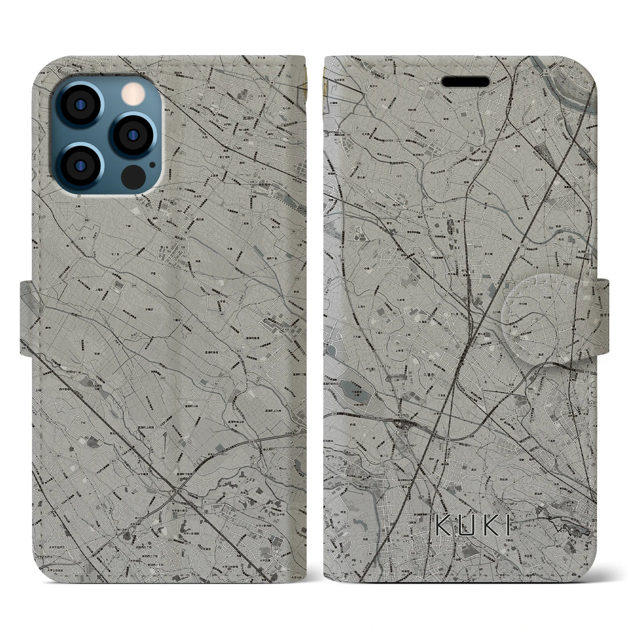 【久喜(埼玉県)】地図柄iPhoneケース(手帳タイプ)