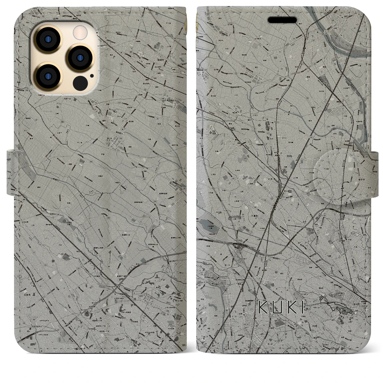 【久喜(埼玉県)】地図柄iPhoneケース(手帳タイプ)