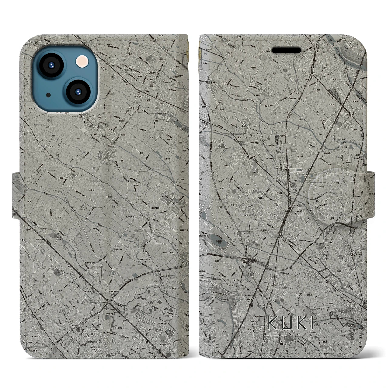 【久喜(埼玉県)】地図柄iPhoneケース(手帳タイプ)