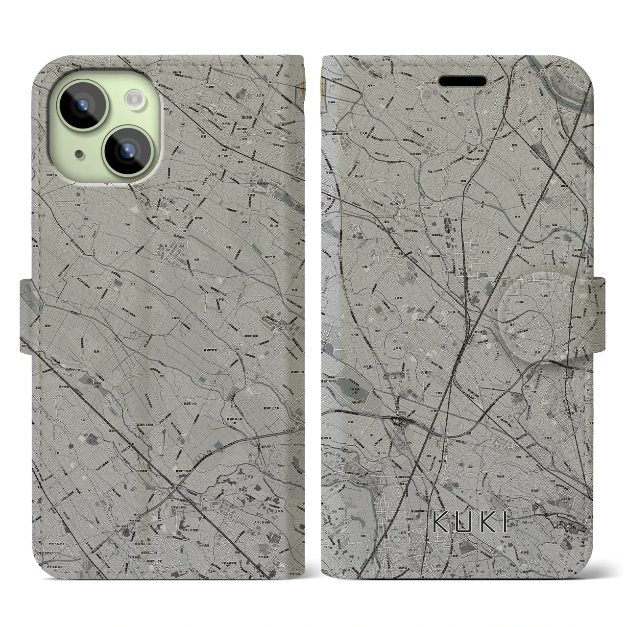 【久喜(埼玉県)】地図柄iPhoneケース(手帳タイプ)