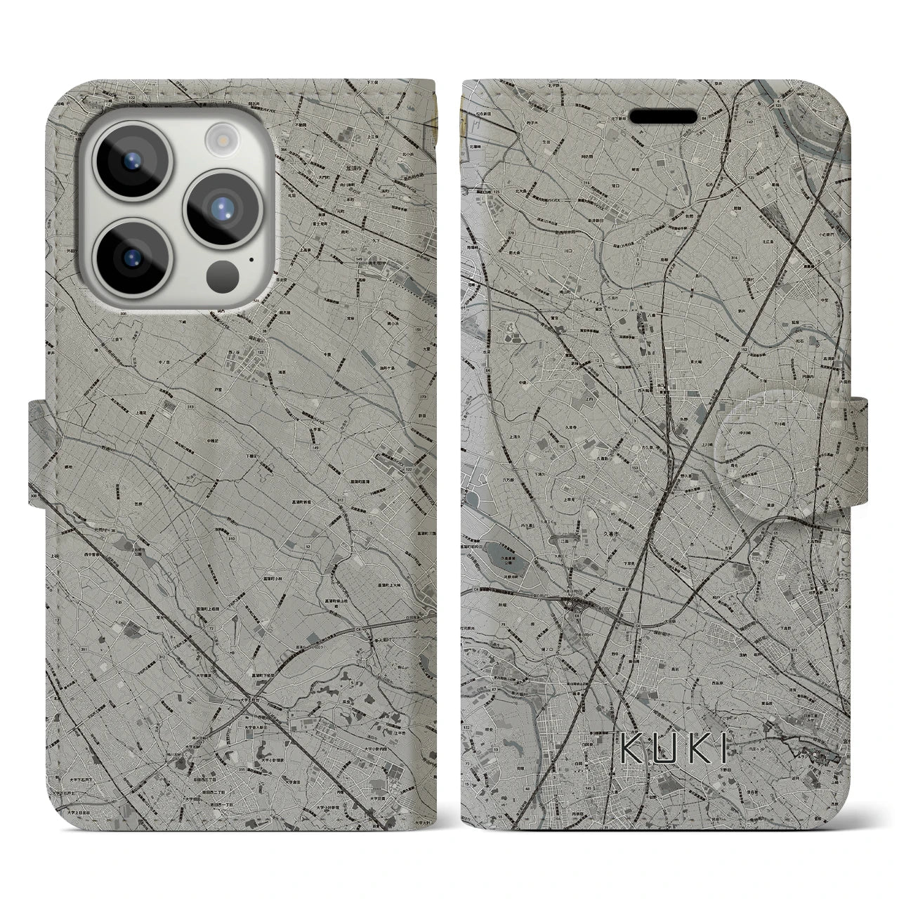 【久喜(埼玉県)】地図柄iPhoneケース(手帳タイプ)