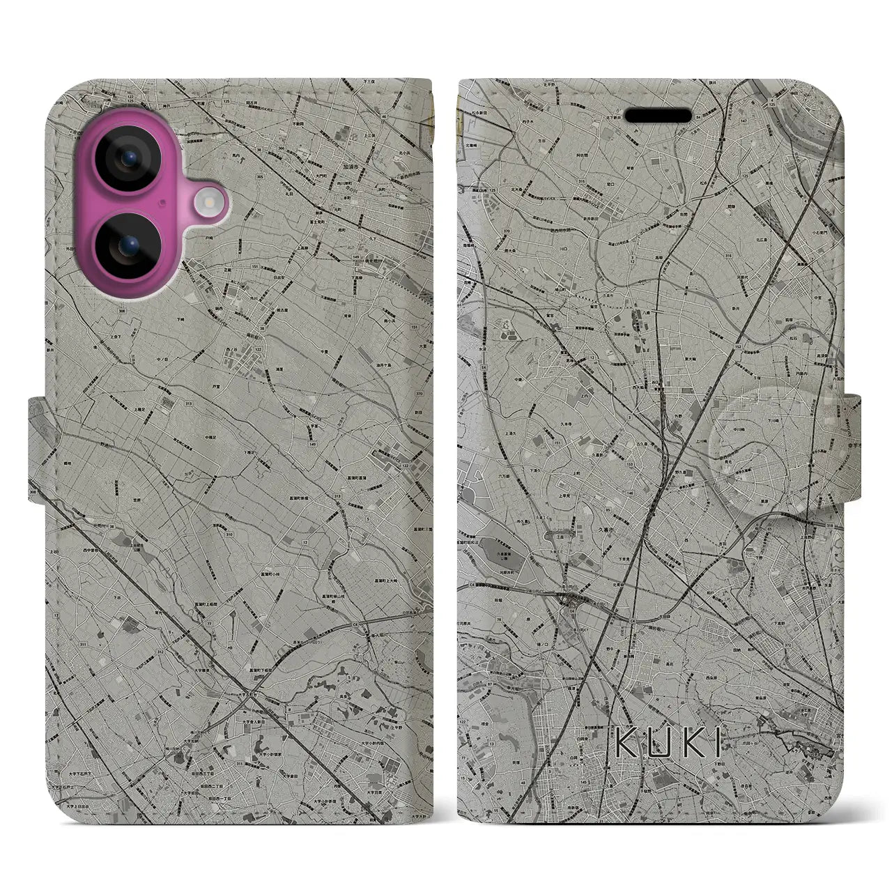 【久喜(埼玉県)】地図柄iPhoneケース(手帳タイプ)