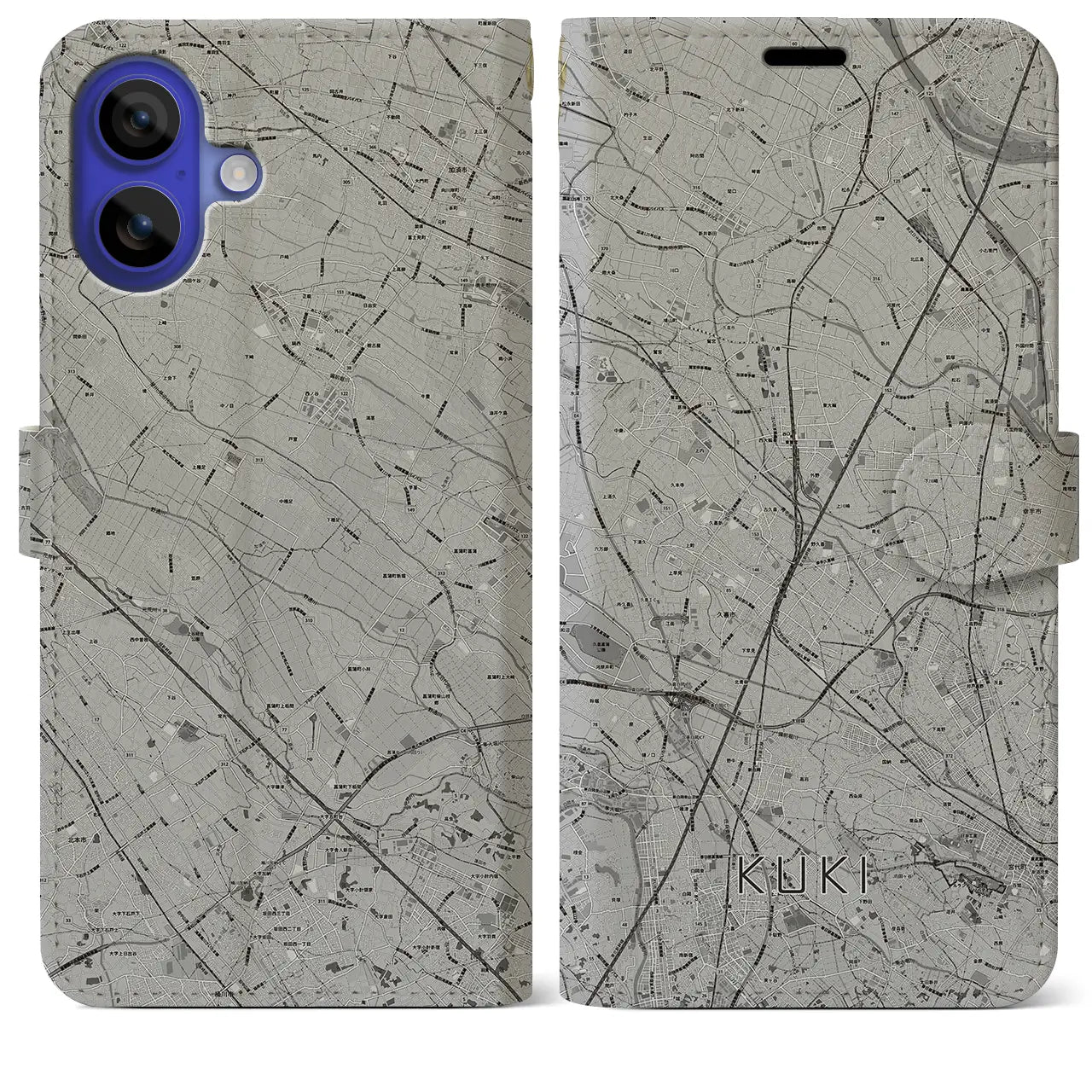 【久喜(埼玉県)】地図柄iPhoneケース(手帳タイプ)