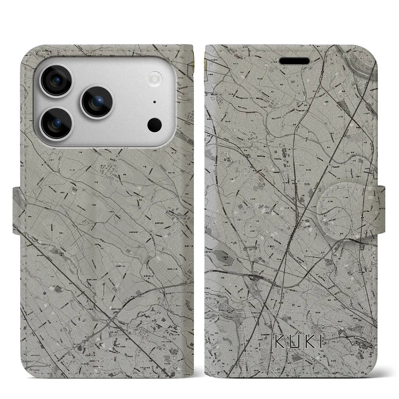 【久喜(埼玉県)】地図柄iPhoneケース(手帳タイプ)