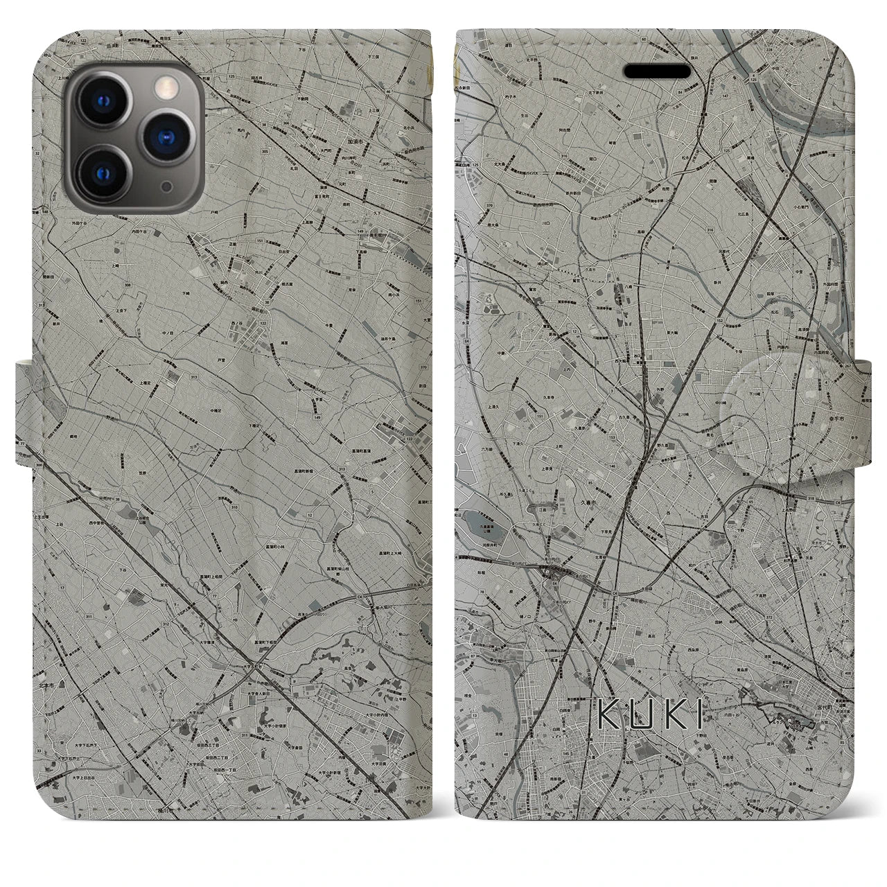 【久喜(埼玉県)】地図柄iPhoneケース(手帳タイプ)