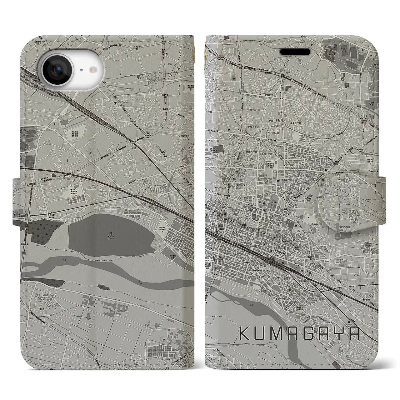 【熊谷(埼玉県)】地図柄iPhoneケース(手帳タイプ)