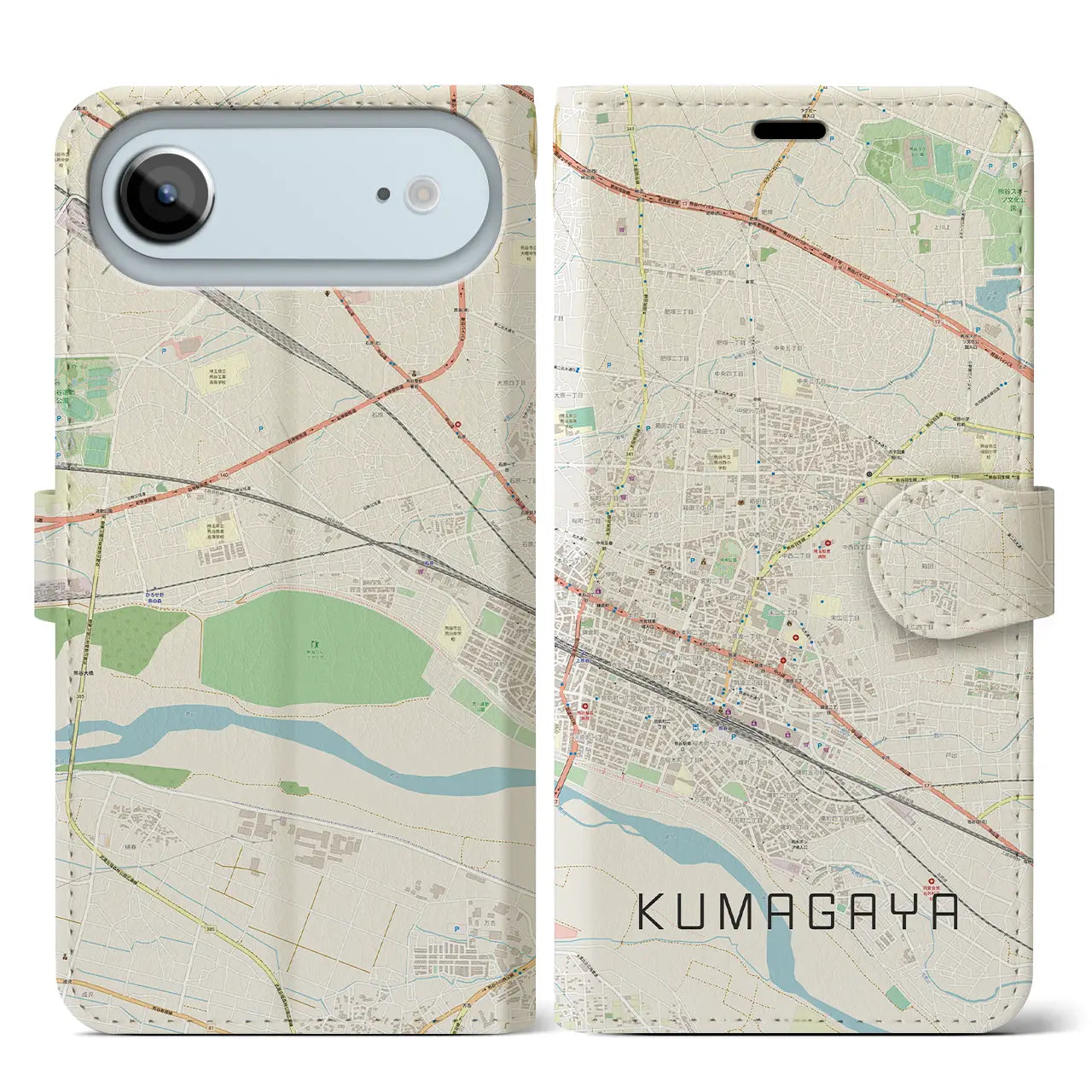 【熊谷(埼玉県)】地図柄iPhoneケース(手帳タイプ)