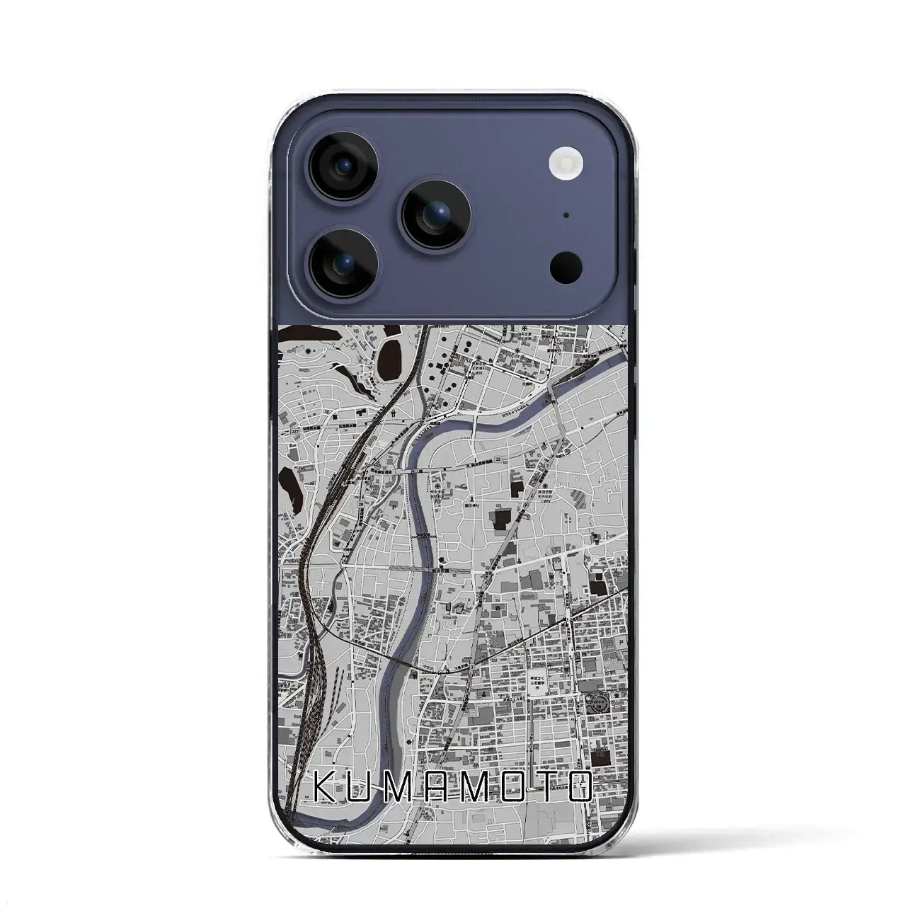 【熊本(熊本県)】地図柄iPhoneケース(クリアタイプ)モノトーン・iPhone 17 Pro Max 用