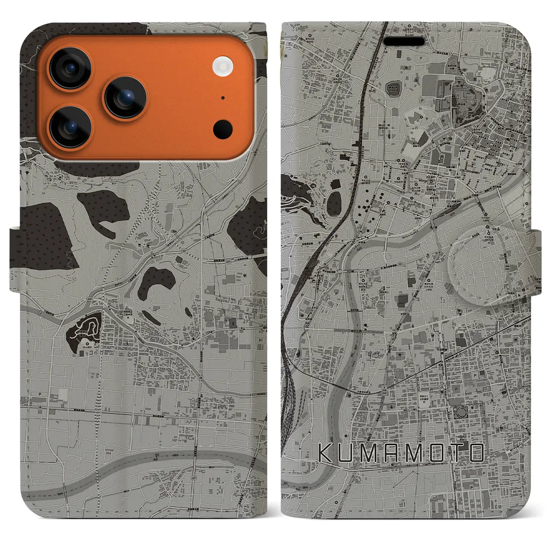 【熊本(熊本県)】地図柄iPhoneケース(手帳タイプ)