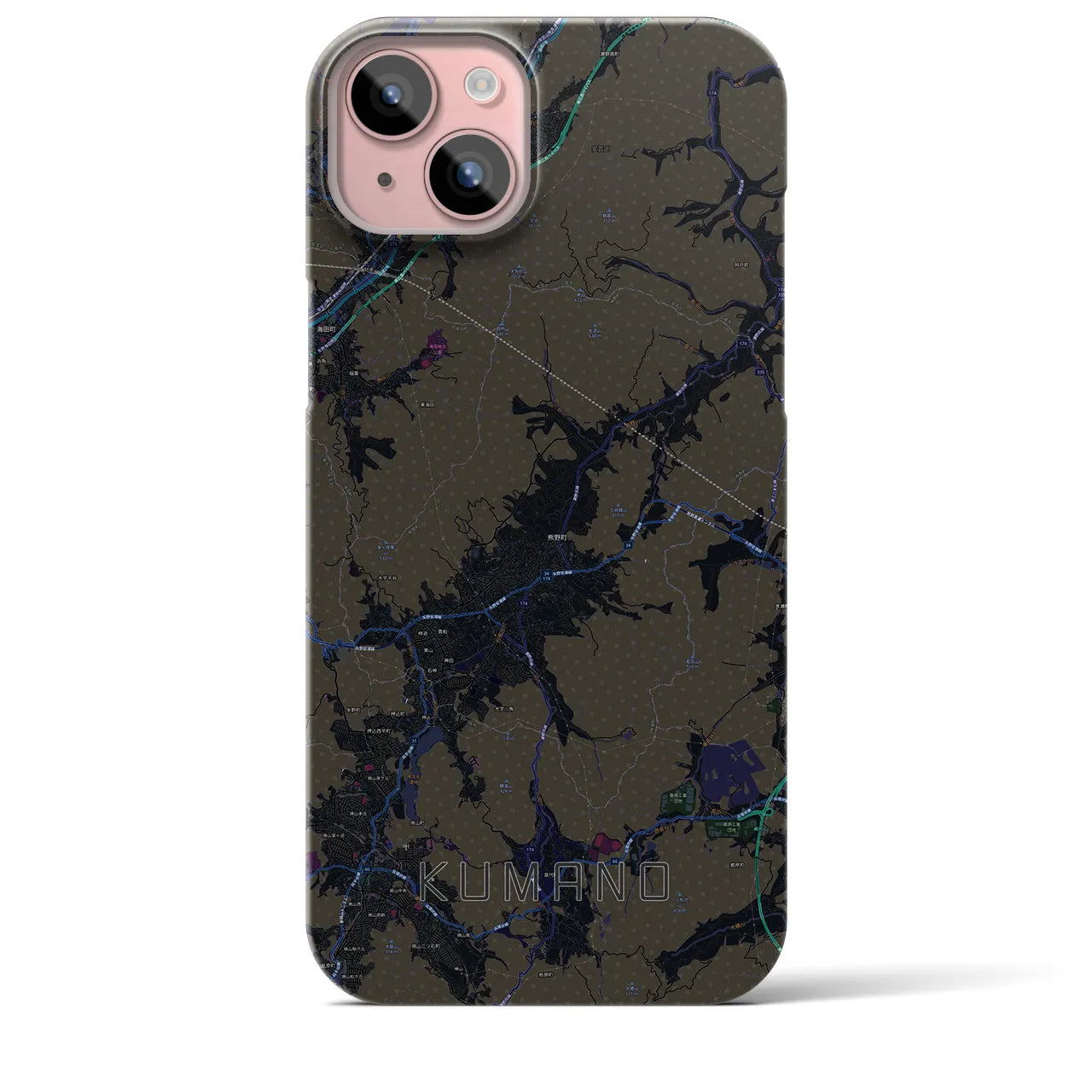 【熊野(広島県)】地図柄iPhoneケース(バックカバータイプ)