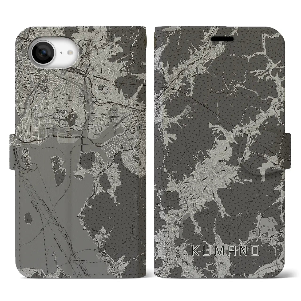 【熊野(広島県)】地図柄iPhoneケース(手帳タイプ)