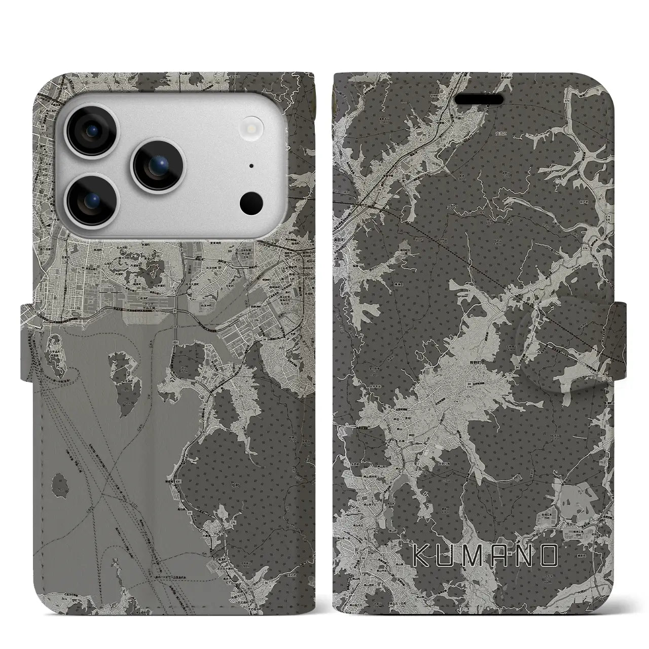 【熊野(広島県)】地図柄iPhoneケース(手帳タイプ)