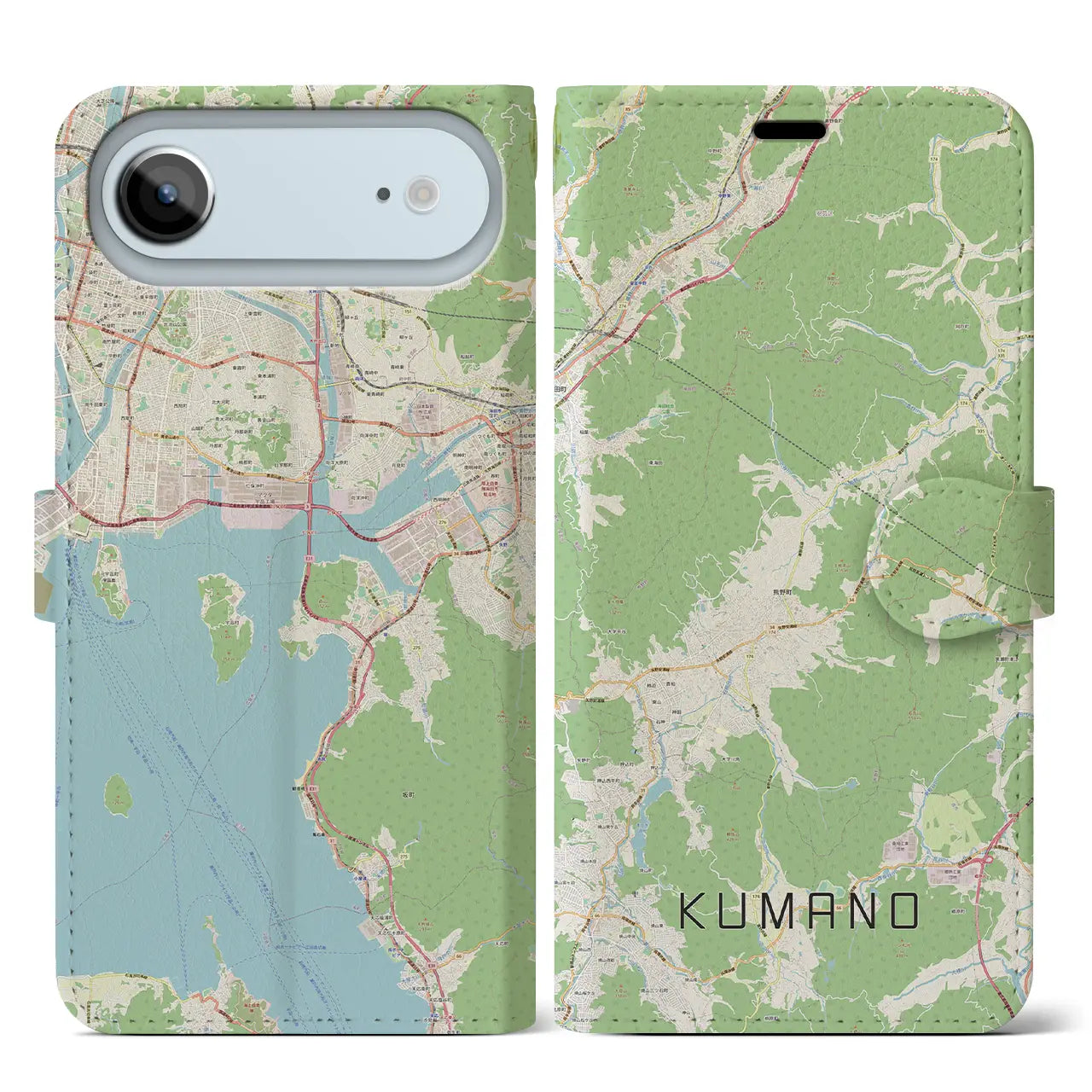 【熊野(広島県)】地図柄iPhoneケース(手帳タイプ)