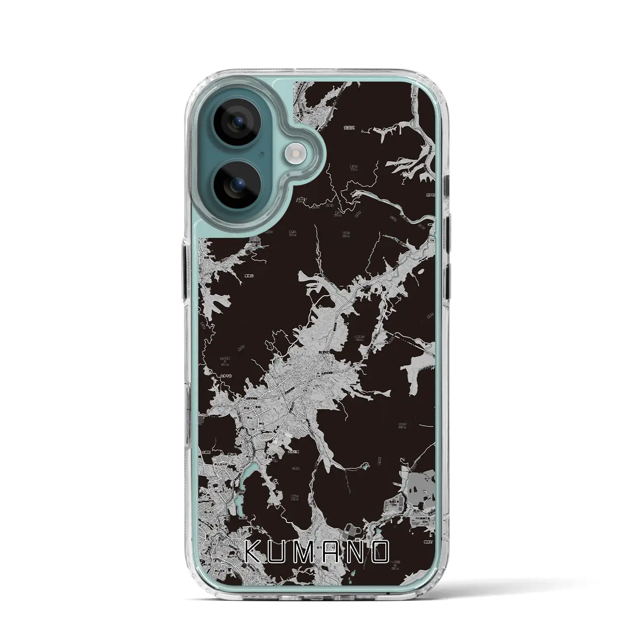 【熊野(広島県)】地図柄iPhoneケース(MagSafeタイプ)モノトーン・iPhone 16 Pro 用