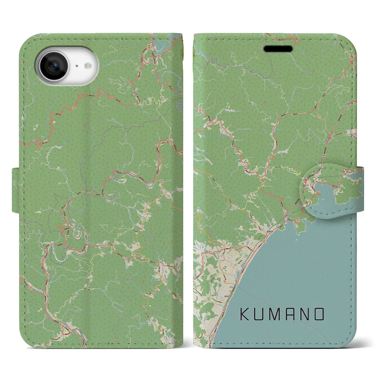 【熊野(三重県)】地図柄iPhoneケース(手帳タイプ)