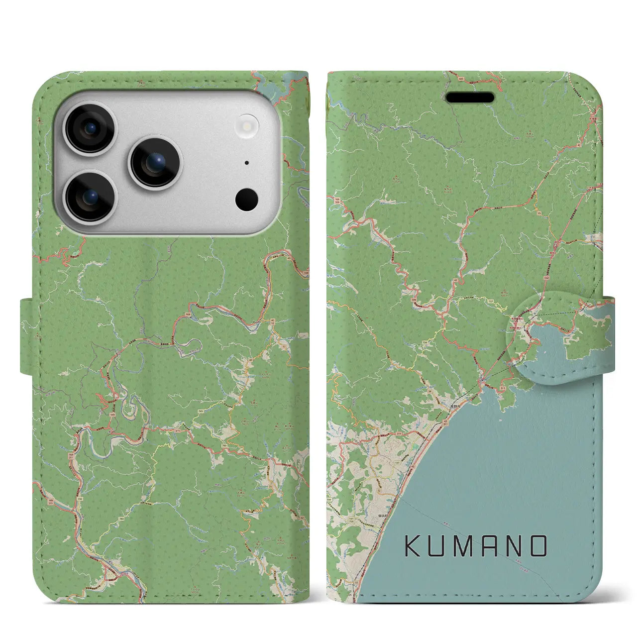 【熊野(三重県)】地図柄iPhoneケース(手帳タイプ)