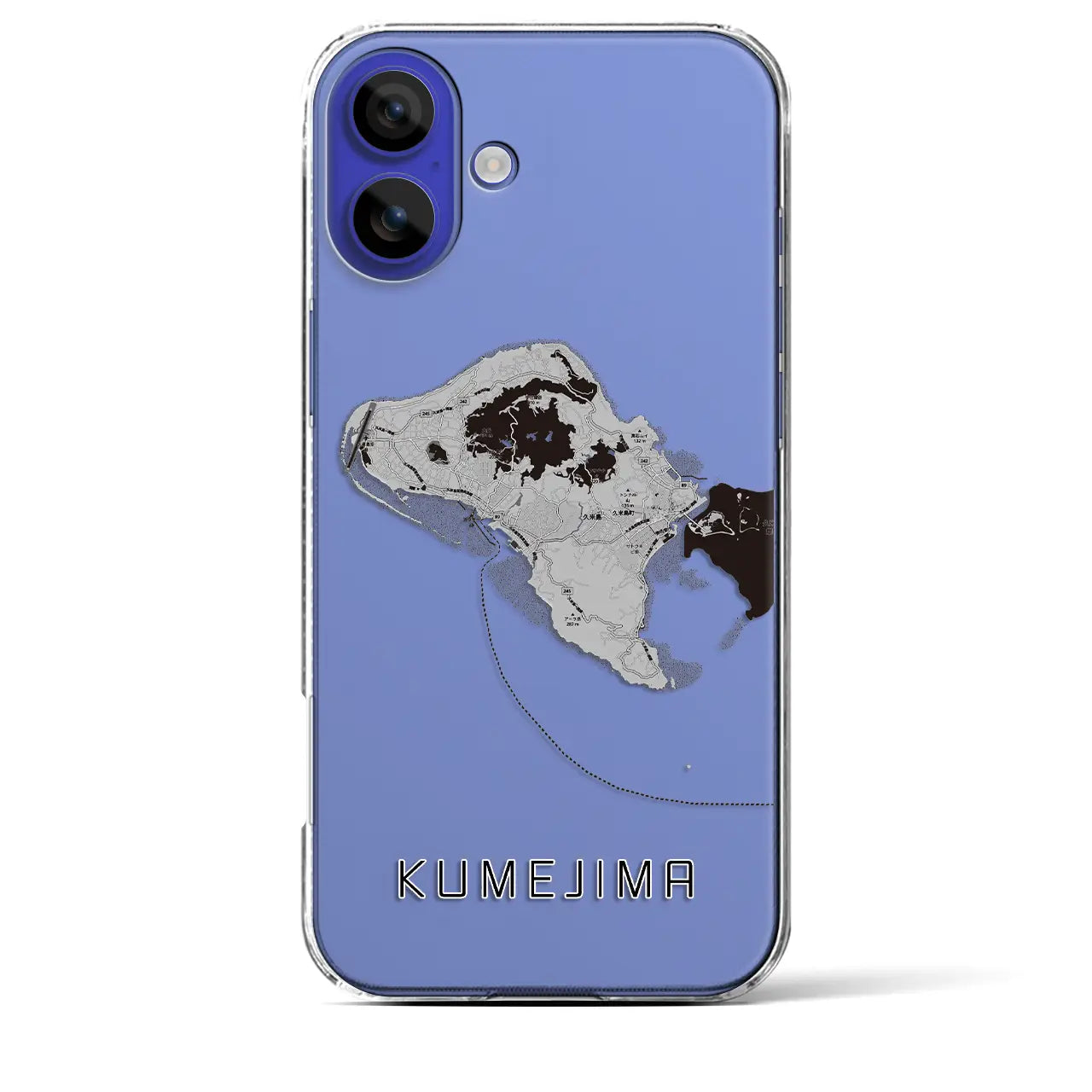 【久米島(沖縄県)】地図柄iPhoneケース(クリアタイプ)モノトーン・iPhone 16 Pro Max 用