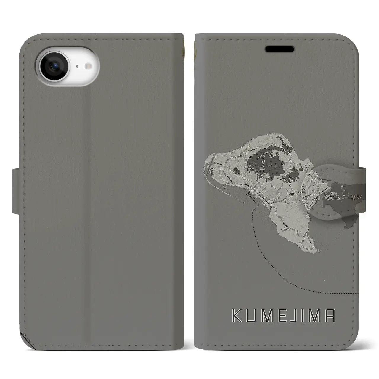 【久米島(沖縄県)】地図柄iPhoneケース(手帳タイプ)