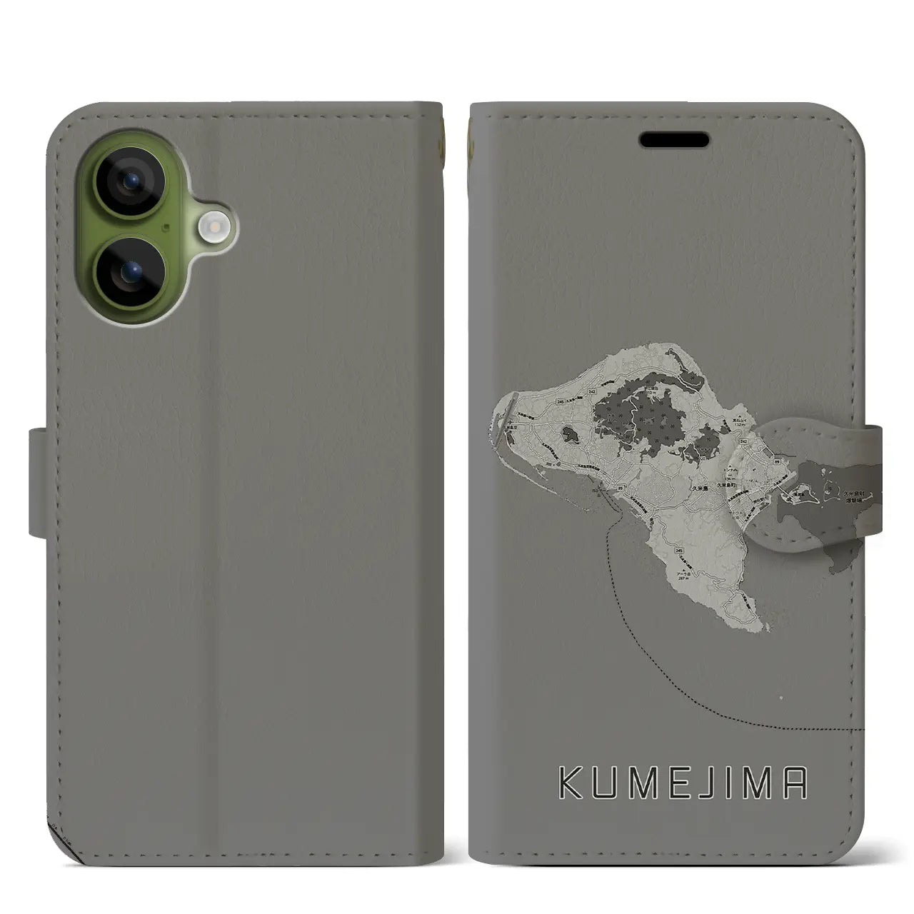 【久米島(沖縄県)】地図柄iPhoneケース(手帳タイプ)