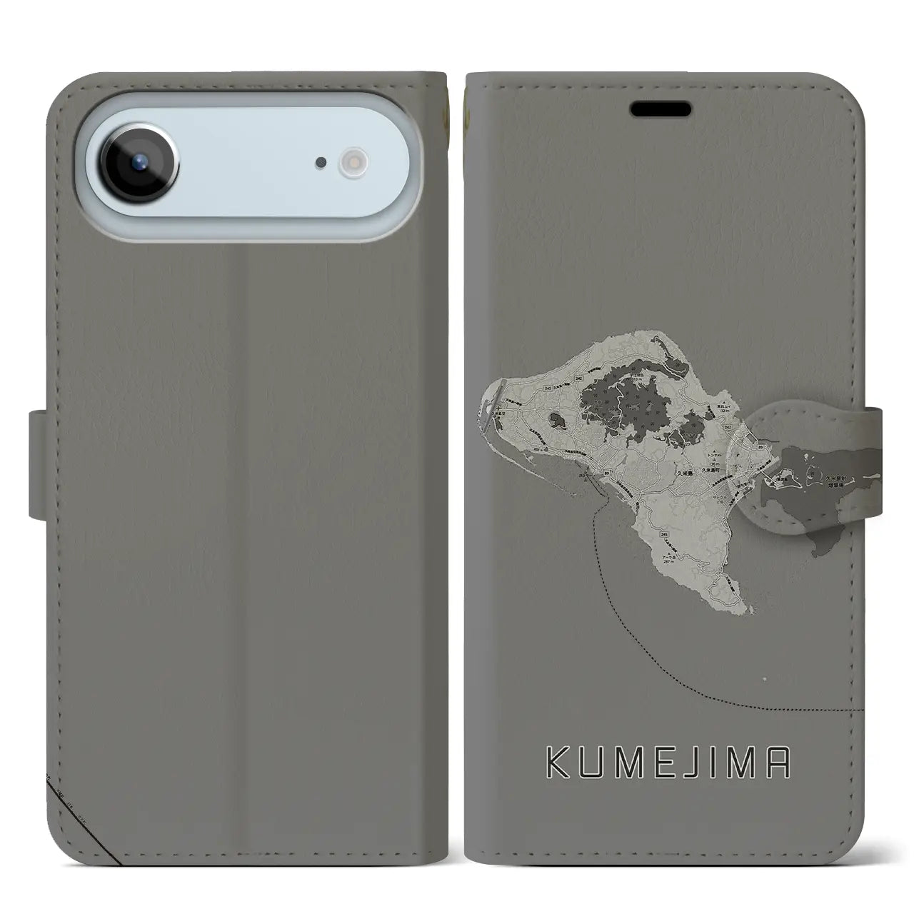 【久米島(沖縄県)】地図柄iPhoneケース(手帳タイプ)