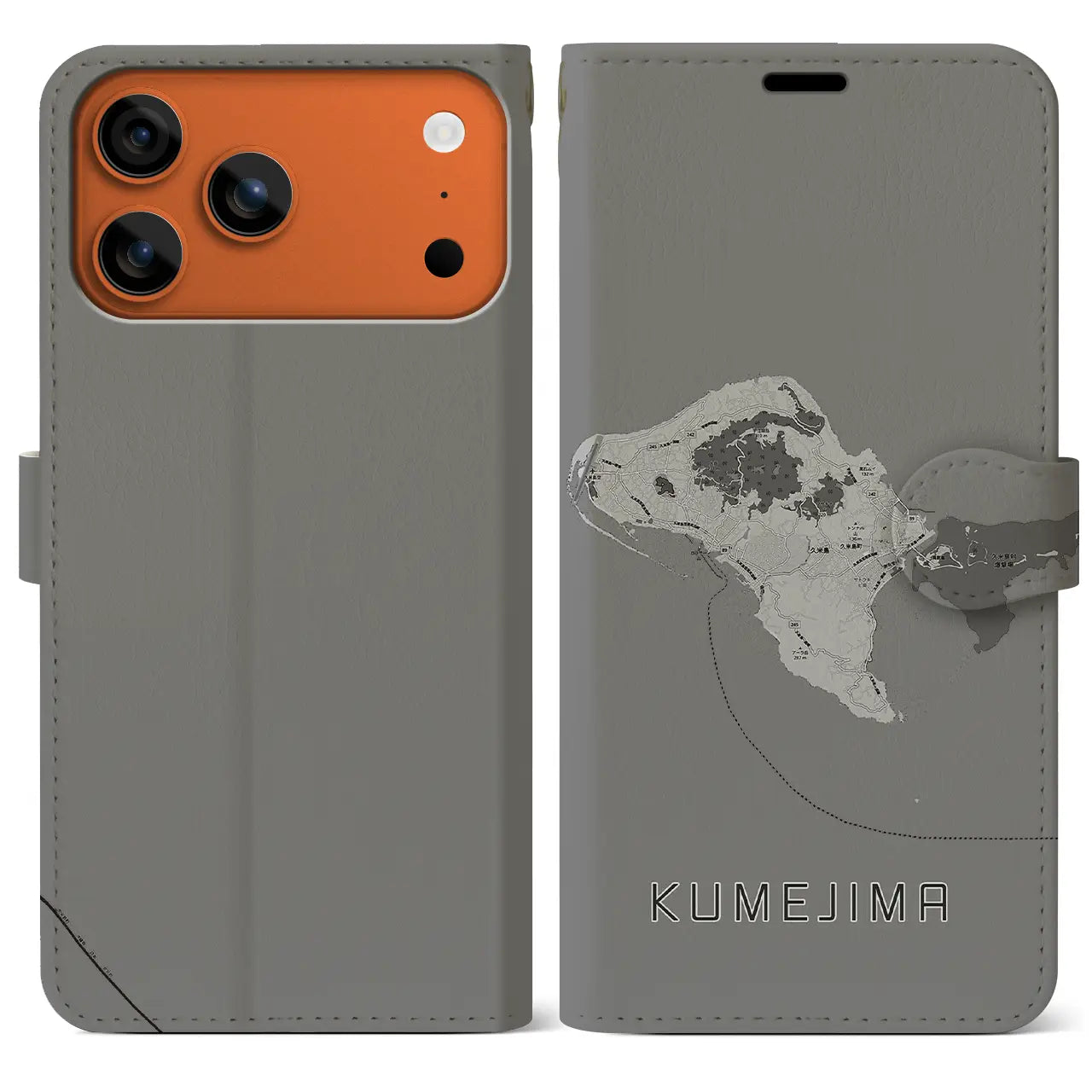 【久米島(沖縄県)】地図柄iPhoneケース(手帳タイプ)
