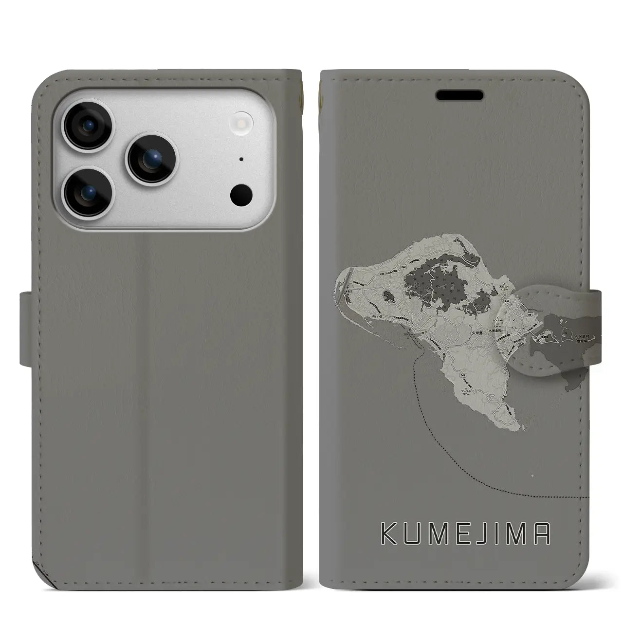 【久米島(沖縄県)】地図柄iPhoneケース(手帳タイプ)
