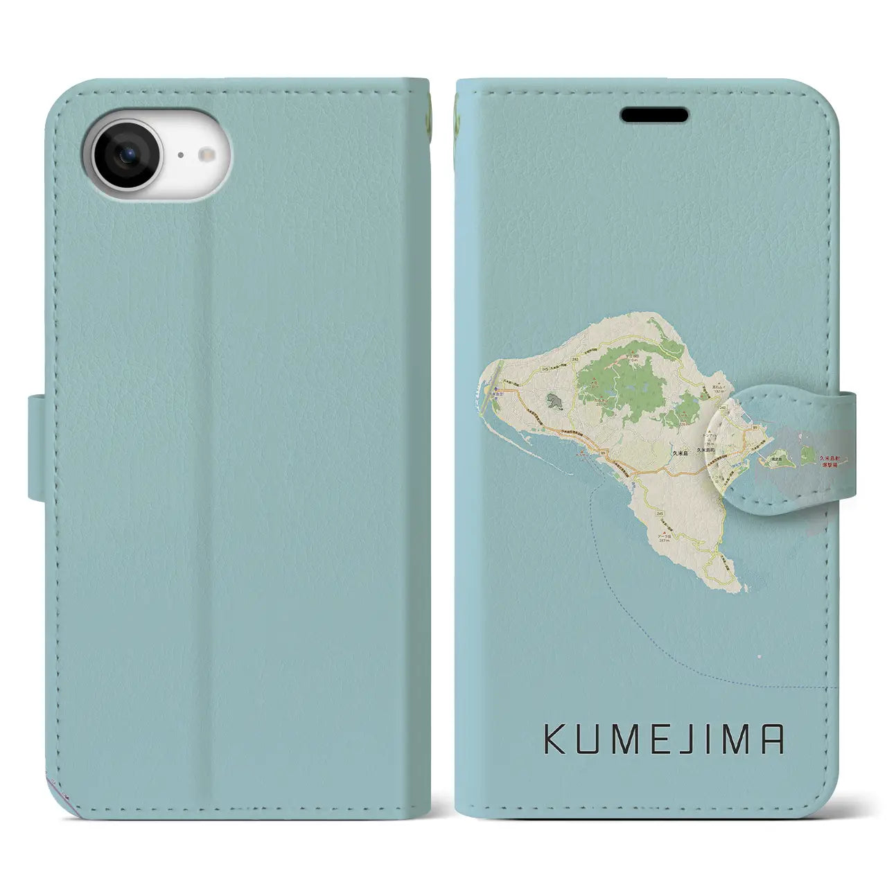 【久米島(沖縄県)】地図柄iPhoneケース(手帳タイプ)