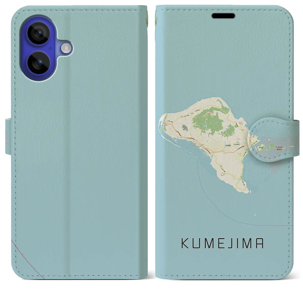 【久米島(沖縄県)】地図柄iPhoneケース(手帳タイプ)ナチュラル・iPhone 16 Pro Max 用