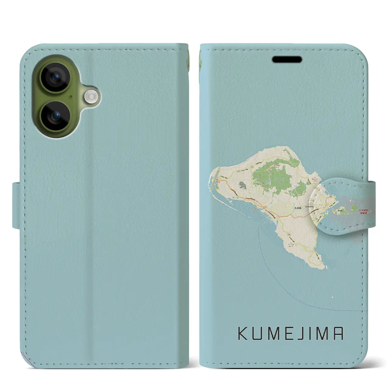 【久米島(沖縄県)】地図柄iPhoneケース(手帳タイプ)